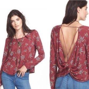 Free People Floral Long Sleeve Top